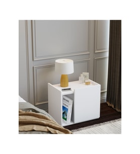 50 cm Mdf Modern Beyaz Komodin Çok Amaçlı Dolap Yan Sehpa