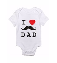 I Love Dad Bıyıklı Tasarım Baskılı Bebek Body Zıbın