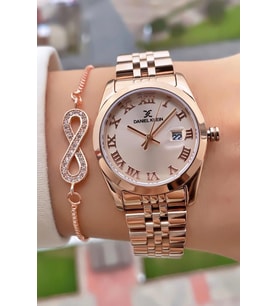 Daniel Klein Marka Rose Gold Renk 2 Yıl Garantili Küçük Kasa Kadın Kol Saati - Bileklik