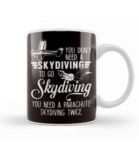 Skydiving Parachuting Skydiver Parachute Free Fall Airplane Kupa Bardak Porselen