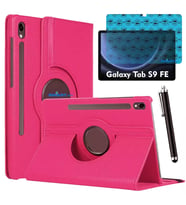 Samsung Galaxy Tab S9 FE Uyumlu Tablet Kılıfı Ekran Koruyucu Kalem Set (Pembe)