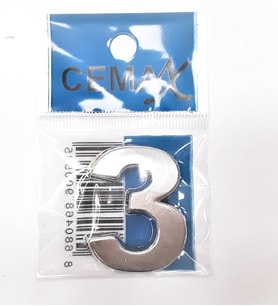 Periboia 4 Cm Plastik Krom Kaplama Kapı Numarası - 3 (Çok Renkli)