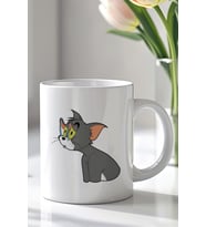 Tom and Jerry Tasarımlı 330ml Baskılı Beyaz Seramik Kupa Bardak