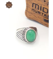 Zümrüt Taşlı Oval Baklava Motifli 925 Ayar Gümüş Çocuk Yüzüğü 201025338