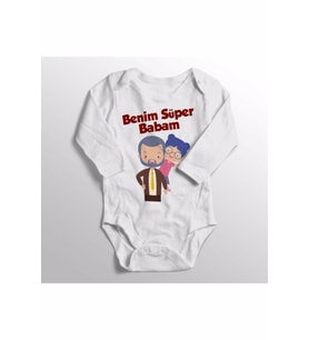 Bebek Beyaz Benim Süper Babam Yazısı Baskılı Body