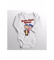 Bebek Beyaz Benim Süper Babam Yazısı Baskılı Body