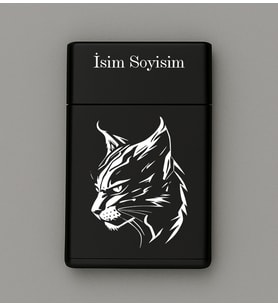 Kedi Desenli Metal Tabaka – Kişiye Özel İsimli Hediyelik M78
