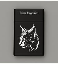 Kedi Desenli Metal Tabaka – Kişiye Özel İsimli Hediyelik M78