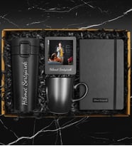 Sevdiklerinize Özel Termo Deri Defter & Siyah Kupa & 400 ML Çelik Termos & Fotoğraf Çerçevesi
