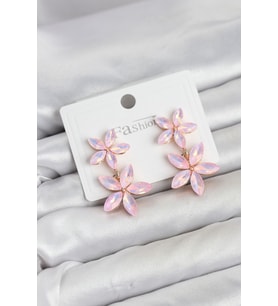 Pembe Kristal Çiçek Küpe TJ-BKP11907