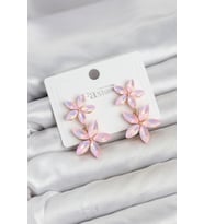 Pembe Kristal Çiçek Küpe TJ-BKP11907