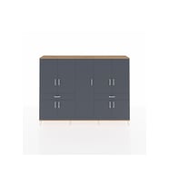 Arges Dolap 12 Raflı 2 Çekmeceli 8 Kapaklı 220x30x163 Çam-Antrasit