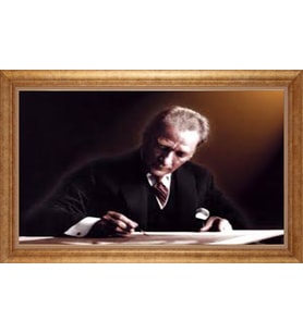EV İŞYERİ OFİS İÇİN ALTIN ÇERÇEVELİ PASPARTULU TABLO S647