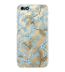 Huawei Y5 2018  Kamera korumalı Kapak Floral Mavi Tasarımlı  Şeffaf Kılıf
