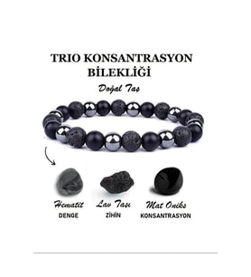 8 MM HEMATİT, PARLAK ONİKS, MAT ONİKS DOĞAL TAŞ BİLEKLİK