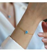 Opal Damla Taşlı Gold Kaplama Gümüş Bileklik