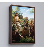Çerçeveli İsa Mesih Havarilerine Ders Veriyor, Hristiyan Hediye Tablosu Jesus Christ (Kahverengi)