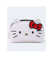The Créme Shop Hello Kitty Büyük Boy Beyaz Kawaii Sanrio Sevimli Limited Edition Makyaj Çantası (Beyaz - Siyah - Kırmızı)