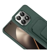 Xiaomi 15T Kılıf Deri Dokulu ve Kartlıklı BiKart TPU Premium Kapak (Koyu Yeşil)