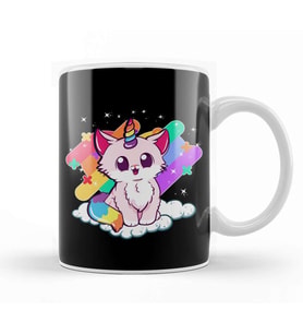 Cute Unicorn Cat Adorable Magical Rainbow Kitty Kupa Bardak Porselen