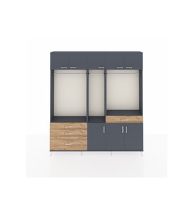 Arges Dolap 8 Raflı 4 Çekmeceli 3 Askılı 220x30x243 Antrasit-Antrasit/Çam