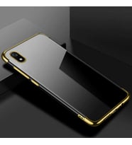 Xiaomi Redmi 7A Köşeleri Renkli Kamera Korumalı Şeffaf Kılıf (Gold)