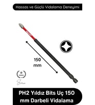 #Vidalama PH2 Yıldız Bits Uç 150 Mm Darbeli Vidalama Tornavida Aksesuarı Profesyonel Çelik Şok Emici