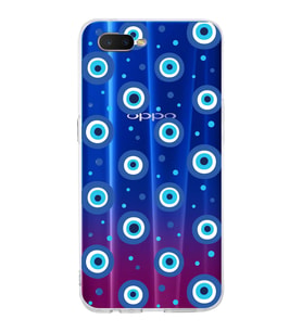 PrintiFy Oppo RX17 Neo  ile Uyumlu 1mm Slim Fit Nazar Boncuğu 1 Baskılı Şeffaf  Kılıf