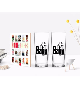 BK Gift Kişiye Özel Renkli Baskılı Godfather Baba Tasarımlı İkili Rakı Bardağı ve Rakı Cep Kitabı Hediye Seti-5 (Model 1)