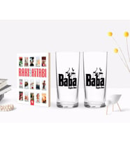 BK Gift Kişiye Özel Renkli Baskılı Godfather Baba Tasarımlı İkili Rakı Bardağı ve Rakı Cep Kitabı Hediye Seti-5 (Model 1)