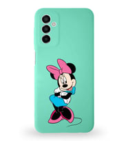 Samsung Galaxy M13 Uyumlu Lansman Kılıf Altı Kapalı İçi Kadife  Minnie Mouse-D Tasarımlı  Kapak (Şeffaf)