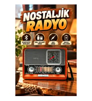 Vintage Nostaljik Radyo Bluetooth USB AUX SD Kart Girişli Şarjlı Müzik Çalar