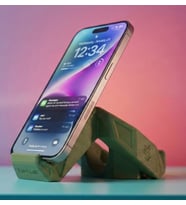 Endüstriyel Geometrik Telefon Standı - 3D Yazıcı Tasarımı Masaüstü Tutucu - Zeytin Yeşili Modern Ofis Aksesuarı