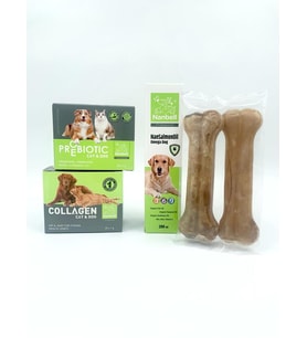 Köpekler İçin Omega Destek Seti + 22cm 2li Naturel Kemik