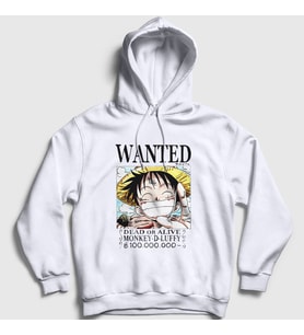 Presmono Unisex Beyaz Wanted Anime One Piece Kapüşonlu Sweatshirt 136197tt