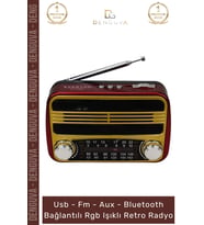 #Radyo Nostaljik Radyo Çift Hoparlörlü Bluetooth USB TF Card Girişli Mp3 Player Müzik Kutusu