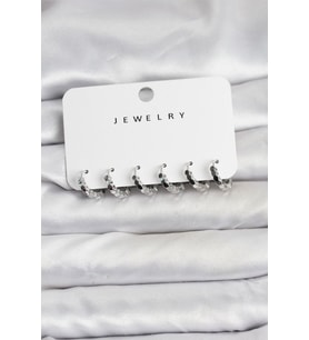 Gümüş Renk Pirinç Minimal Petek Detaylı Kadın Küpe Seti - TJ-BKP11474