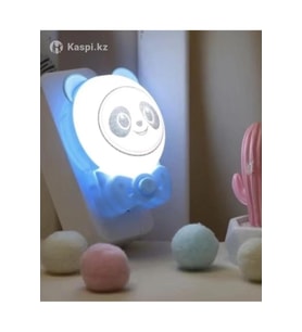 Sevimli Panda Çocuk Odası Gece Lambası, Prize Tak Çalıştır, 2W LED Beyaz Işık (Krem)