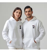 Sevgililer Günü Özel Kombin, 2 Ürün Kapüşonlu Hoodie Sweatshirt (Beyaz)