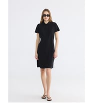 LCW EVERYDAY Siyah Polo Yaka Pike Mini Elbise