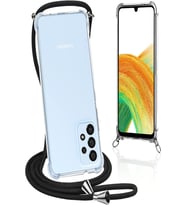 Teknomoda Samsung Galaxy A73 le uyumlu Kılıf Boyun Omuz Askılı iPli Anti Şok Korumalı Şeffaf Silikon Siyah iPli