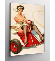 Kanvas Tablo Karting  Kullanan Pin Up Kızı