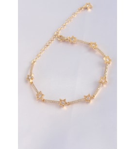 Vip Seri Pirinç Zirkon Taşlı Gold Renk Halley Model Bileklik