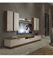 Decoraktiv Trendstyle 8D Slm Tv Ünitesi Tv Sehpası - Ceviz Beyaz (Beyaz - Kahverengi)