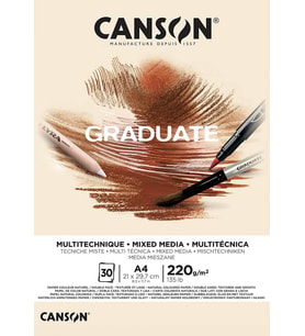 Canson Graduate Natural Mix Media A4 220gr 30yp Çok Amaçlı Blok
