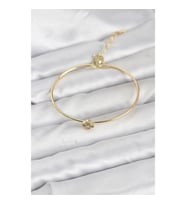 Mey İthalat® Zirkon Taşlı Yonca Model Gold Renk Kadın Bileklik