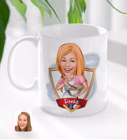 BK Gift Kişiye Özel İsimli Kadın Chef Karikatürlü Beyaz Kupa Bardak