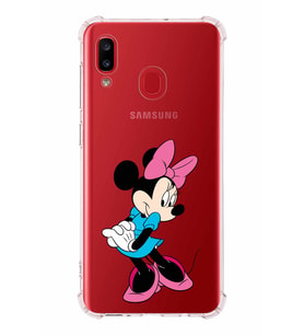 Samsung Galaxy A30 Köşe Korumalı Antişok Kapak Minnie Mouse Tasarımlı Şeffaf Kılıf