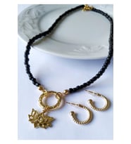 Lotus Çiçeği Kolye Küpe Seti