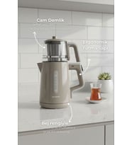 Force - Cam Demlikli Çay Makinesi Bej